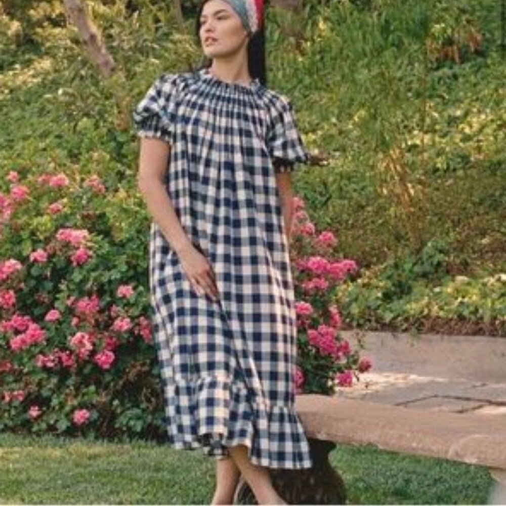 DÔEN Plaid Print Midi Length Dress XS